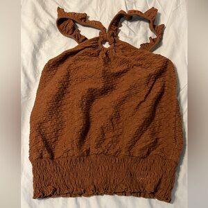 Anthropologie Rust Textured Halter Top